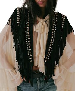 Women's <b>Black</b> Fringe Shawl With Rhinestone Trim Lightweight Chiffon Bohemian <b>Scarf</b> For Daily Wear All Seasons - Product Image 3