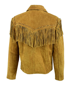 Men Genuine <b>Suede</b> <b>Leather</b> Western <b>Jacket</b> Brown Fringe Tassel Cowboy Motorcycle <b>Jacket</b> - Product Image 3
