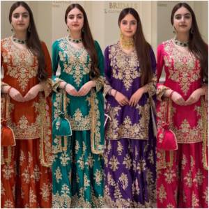 Conjunto de Lehenga de Seda Verde Esmeralda Bordada para Mujer, Traje Tradicional Indio Pakistaní para Bodas, Largo hasta el Suelo, Corte Regular - Product Image 5
