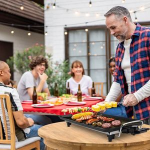 Electric Non-Stick <b>Table</b> Top Grill Griddle for Indoor/Outdoor for Camping & Picnics Hot Plate <b>BBQ</b> Cooking - Product Image 3