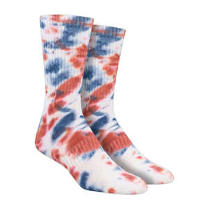 Chaussettes en tricot unisexes à motif tie-dye rouge, bleu et blanc, pour un usage quotidien décontracté, chaussettes pour hommes - Product Image 2
