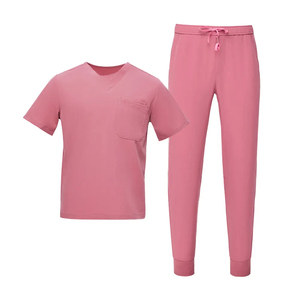 Ensemble d'uniformes médicaux unisexes anti-plis en polyester, rayonne et élasthanne, comprenant un haut à col en V et un pantalon de jogging pour personnel hospitalier - Product Image 2