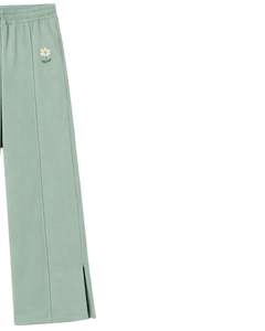 Pantalones Deportivos Anchos de Color Verde Salvia para Mujer, Cintura Elástica, Corte Holgado Informal, Pierna Recta, Suaves y Cómodos para Estar en Casa - Product Image 2