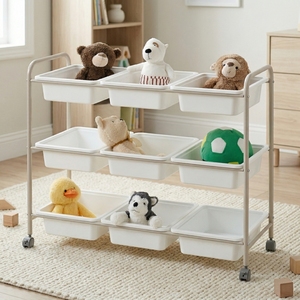 Rangement à domicile Taiwan Fabricant de meubles ménage petit moyen grand organisateur de rangement roulant à 9 tiroirs boîte en plastique avec roues - Product Image 1