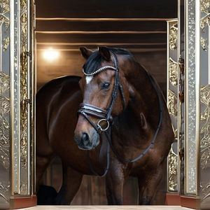 Brida de cuero ecuestre con logotipo personalizado, brida de caballo occidental con costuras elegantes, características de seguridad, bolsa de brida de carreras incluida - Product Image 2