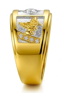 Akhand Bharat <b>Map</b> Gold Diamond Ring Two Tone Textured 18K Gold Lab Created Statement Jewelry Unique Cultural Heritage Unisex - Product Image 3