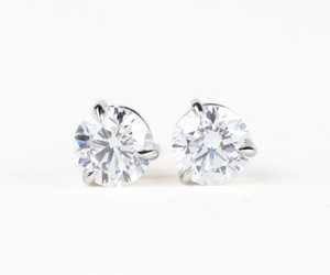 Hot 18K Solid Gold IGI Certified Lab Grow Diamond <b>Stud</b> Earrings Pair Three Prong Minimalist Martini <b>Stud</b> Earring Pair For Gift - Product Image 2