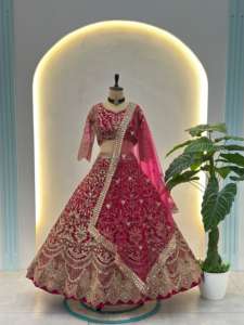 Impresionante Lehenga Choli de Diseñador para Boda, con Lentejuelas y Bordado, Conjunto de Dupatta, Tela de Seda de Moda, Largo hasta el Suelo, con Detalles en Red - Product Image 6
