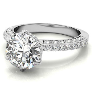 Anillo de Compromiso de Lujo de Oro Sólido de 18k con Diamante Cultivado en Laboratorio de 6 Puntas con Acentos Redondos, Claridad VS1, Anillo de Diseñador para Mujer - Product Image 2