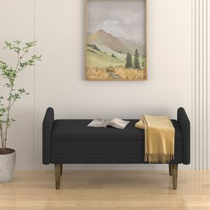 Sgabello contenitore in velluto Teddy nero 116,6 cm x 42,5 cm x 55,2 cm per appartamenti, soggiorni e camere da letto - Product Image 4