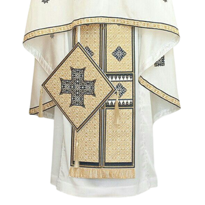 Ensemble de vêtements de prêtre orthodoxe brodés sur mesure, design croix or blanc, qualité supérieure, unisexe adulte, vêtements religieux ShineWays - Product Image 6