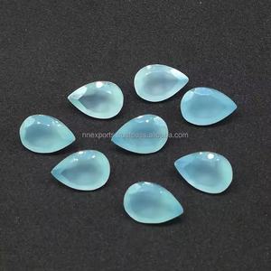 Calcedonia de agua natural de alta calidad, 5x7mm, corte de pera facetado para joyería, venta al por mayor, piedras preciosas sueltas a granel del fabricante de la India - Product Image 2