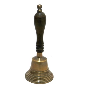 <b>Brass</b> Hand <b>Bell</b> Classic Design with Wooden Handle Vintage Table <b>Bell</b> Decorative <b>Bell</b> for Home Office Hotel Reception - Product Image 1