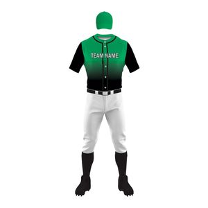 Ensemble uniforme de baseball vert et blanc pour homme – Maillot à manches courtes et pantalon assorti – Tenue de sport pour équipe – Vêtements de jeu athlétiques - Product Image 2