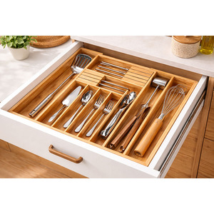 Moderno Porta Utensilios de Cocina de Bambú, Multifuncional, Expandible, de Cinco Niveles - Product Image 4