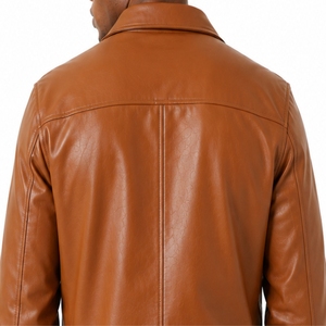 <b>Men's</b> Premium <b>Leather</b> Bomber <b>Jacket</b> Turn-down Collar Zipper Closure Embossed Logo Casual Style Export Quality For <b>Men</b> <b>Jacket</b> - Product Image 5