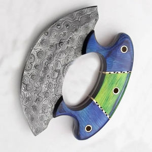 Cuchillo Ullu Burraq Hecho a Mano con Acero de Damasco, Mango de Acero de Damasco, Ambidiestro, Apto para Lavavajillas, Ecológico, Acabado Mate - Product Image 2