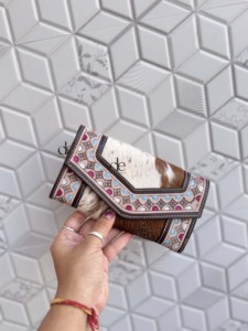 Hermoso diseño tallado a mano cartera embrague elegante piel de vaca Cartera de cuero multiusos carteras de cuero occidental - Product Image 3