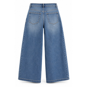 Jean Culotte Femme Taille Mi-Haute Coupe Large Style Boyfriend Bleu Vintage - Product Image 2