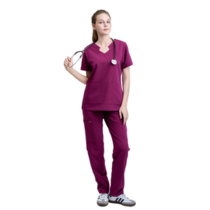 Nuevo estilo de talla grande uniformes médicos FMF fábrica bajo MOQ corto suave estiramiento mangas largas para enfermeras médicos tejido para hospitales - Product Image 2