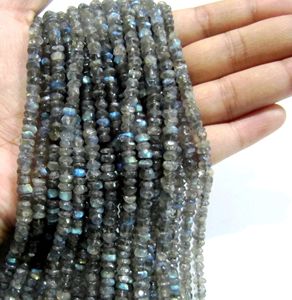 Cuentas facetadas de labradorita gris natural de 5 mm con destellos azules, hebras de 13 pulgadas de largo - Product Image 2