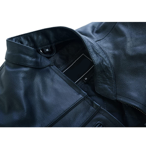 Men's PU Winter Casual Motorcycle Jacket <b>Turtleneck</b> Collar Zipper Closure Windproof Slim Fit Regular Sleeve Solid Color - Product Image 5