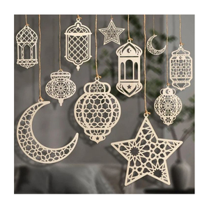 Juego de Decoración Colgante de Madera Islámica, Adornos de Linterna con Forma de Luna y Estrella para Ramadán y Eid, Decoración de Pared para el Hogar, Exhibición Festiva para Fiestas - Product Image 1