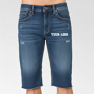 Shorts en jean streetwear 100 % coton de haute qualité, prix abordable, bleu clair délavé, shorts en jean tendance pour hommes - Product Image 4