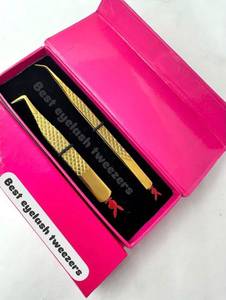 Ensemble de pinces professionnelles pour extensions de cils 45/90, antidérapantes, en acier inoxydable, pour volume, avec logo personnalisé, couleur anti-magnétique - Product Image 3