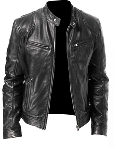 Men's Original Leather <b>Jacket</b> with Front Zipper and Side Pockets <b>Waterproof</b> for <b>Winter</b> Everyday Use <b>jacket</b> for men - Product Image 2