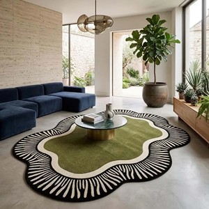 Modern Irregular Abstract Area Rug Green Black Cream Designer Carpet Soft Plush Living Room Bedroom Home Decor Style - Product Image 4