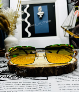 Gafas de Sol Redondas con Incrustaciones de Diamantes Moissanite, Estilo Hip Hop, Lujosas, Brillantes, Corte Brillante - Product Image 1