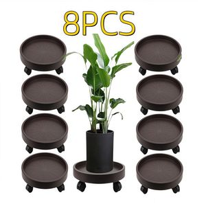Paquete de 8 Soportes Rodantes para Plantas de Alta Resistencia de 12.2 Pulgadas, Color Marrón, para Interiores y Exteriores, con Ruedas para Macetas, Flores y Jardineras - Product Image 1