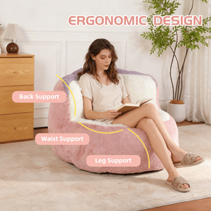 Poltrona Sacco Oversize in Pelliccia Sintetica Multicolore, Grande Divano Chaise Longue per Soggiorno, Consegna Rapida, Nessun Montaggio Richiesto, per Esterni - Product Image 3