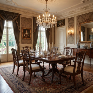 Fauteuil de salle à manger contemporain de luxe en bois de hêtre massif avec dossier sculpté à la main et revêtement en lin pour les salles à manger d'hôtels et de villas - Product Image 6