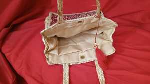 Bolso Tote de Yute Estilo Bohemio con Patrón de Letras, Cierre de Cremallera Cruzada, Bolso de Hombro Casual para Mujer, Ecológico para Viajes - Product Image 4