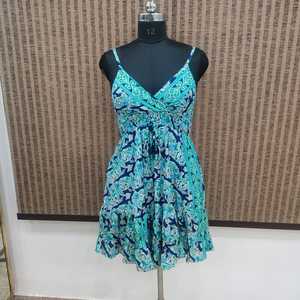 Women's Summer Boho Simple Floral Printed Silk Viscose Polyester Woven Loose Silhouette Floor-Length Ruffle Hem <b>Elastic</b> Waist - Product Image 4