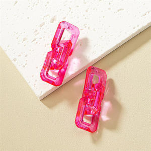 Hot Pink <b>Resin</b> Chain Link Statement Earrings Transparent <b>Resin</b> Chain Drop Earrings Bold Geometric Link Earrings <b>Resin</b> <b>Crafts</b> - Product Image 6