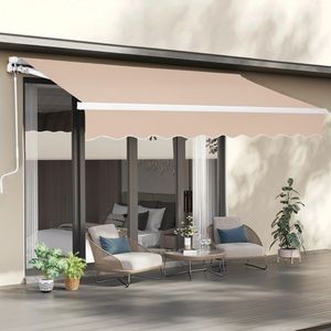 Tenda da Sole Retrattile 12*10FT Colore Sabbia con Struttura in Lega di Alluminio, Illuminazione LED, Cassette Estensibili e Tessuto in Poliestere - Product Image 4
