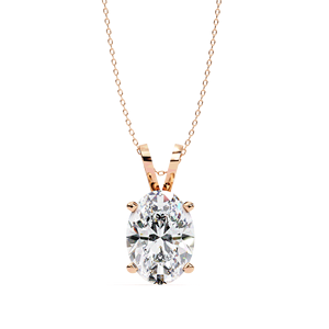 Pendentif solitaire en diamant de laboratoire ovale 2,5 carats, or massif 18 carats, bijoux fins pour femme, chaîne assortie incluse - Product Image 3