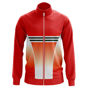 Men's <b>Red</b> Gradient Color Block Track Jacket Zip Up Stand Collar Sporty Outerwear Sublimation Print Polyester <b>Material</b> Sports Top - Product Image 4