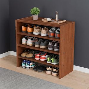 Wooden 3-Tier Minimalist Waterproof <b>Shoe</b> Rack Freestanding Entryway Storage Shelf for Home - Product Image 2