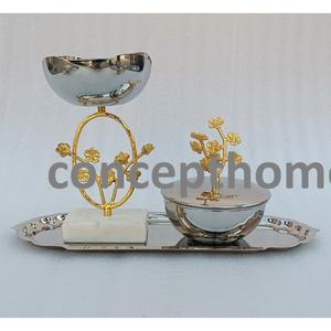 Ensemble de brûleurs d'encens en acier inoxydable de style arabe moderne et luxueux, 3 pièces, de bonne qualité pour la maison, propriétés aromatiques, emballé dans un carton - Product Image 2