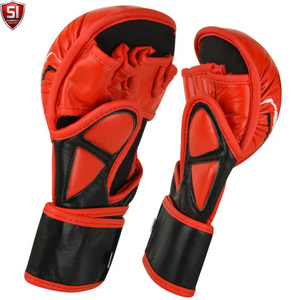 ถุงมือ MMA หนัง PU คุณภาพสูง แบบเปิดนิ้ว ปรับสายรัดข้อมือได้ ปิดด้วยแถบตีนตุ๊กแก บุฟองน้ำ สำหรับศิลปะการต่อสู้ มวย - Product Image 2