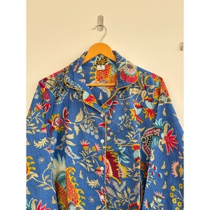 Floral 100% Cotton Bohemian Pajama Set Long Sleeve Regular Fit Natural Waist V-neck Breathable Eco-Friendly Casual - Product Image 5