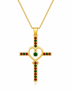 <b>Cross</b> 925 Sterling Silver 18k Gold Plated Handmade Dainty Gemstone Pendant <b>Chain</b> Necklace For Women Jewelry - Product Image 6