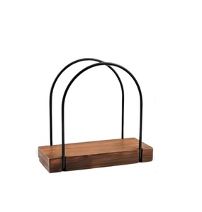 Premium Metal Iron Napkin Holder with Attractive Design Home Kitchen Table Top <b>Tissue</b> Organizer on Wooden Base for <b>Weddings</b> - Product Image 1