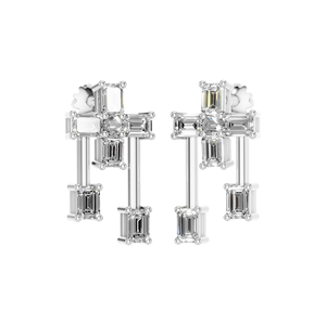 Pendientes de diamantes naturales para mujer, tachuelas cruzadas de oro de 14K/18K, corte esmeralda, regalos de aniversario de boda certificados por IGI, joyería fina - Product Image 4