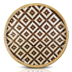 Plateau rond en bambou à des fins décoratives, prix le plus bas, plateaux en fibres naturelles, vente en gros, décoration intérieure - Product Image 2