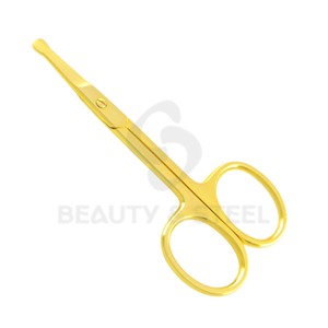 Ciseaux à cuticules professionnels de sécurité avec pointes arrondies et finition dorée complète pour les soins de manucure sensibles - Product Image 1